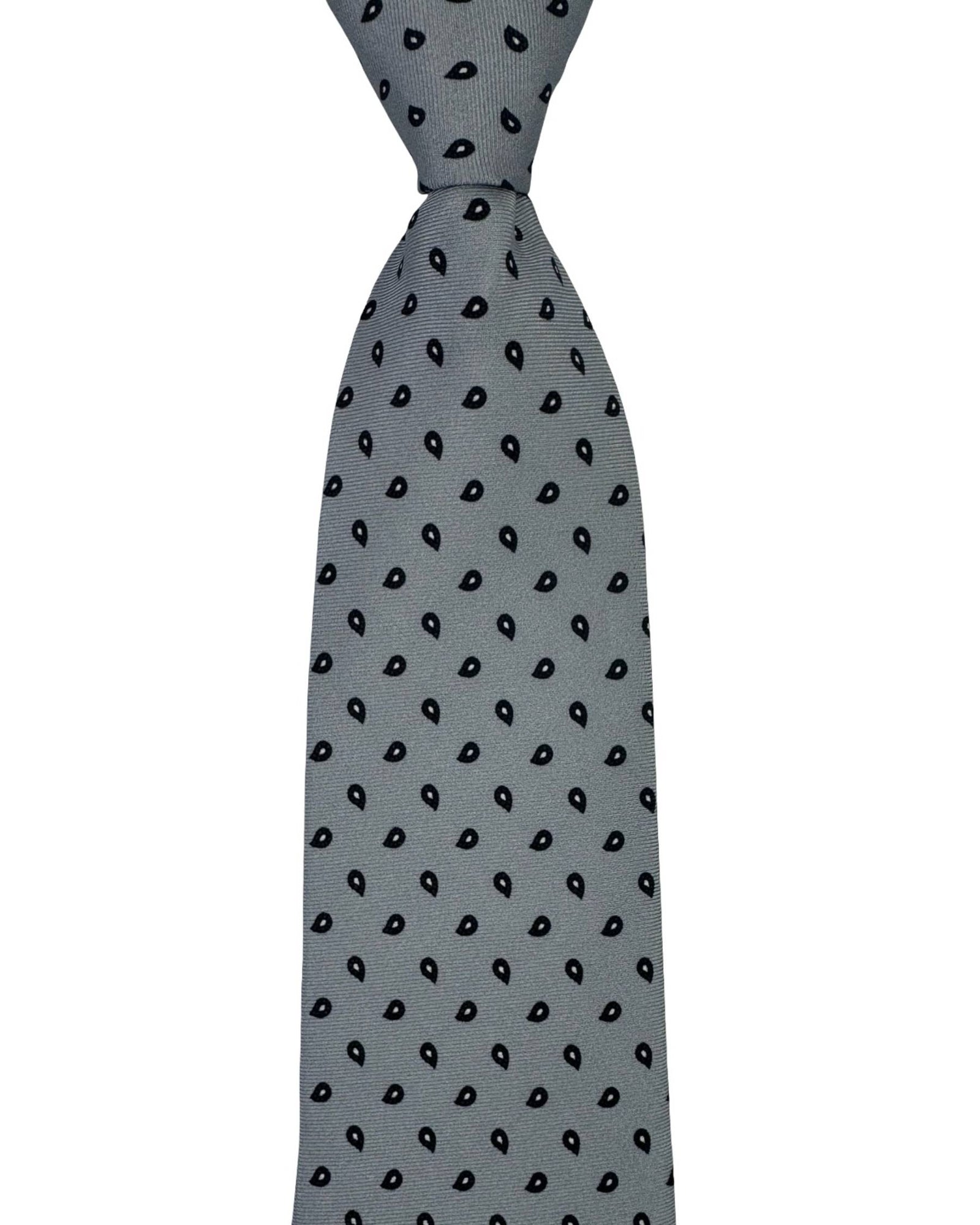Luigi Borrelli Tie Gray Black Mini Paisley