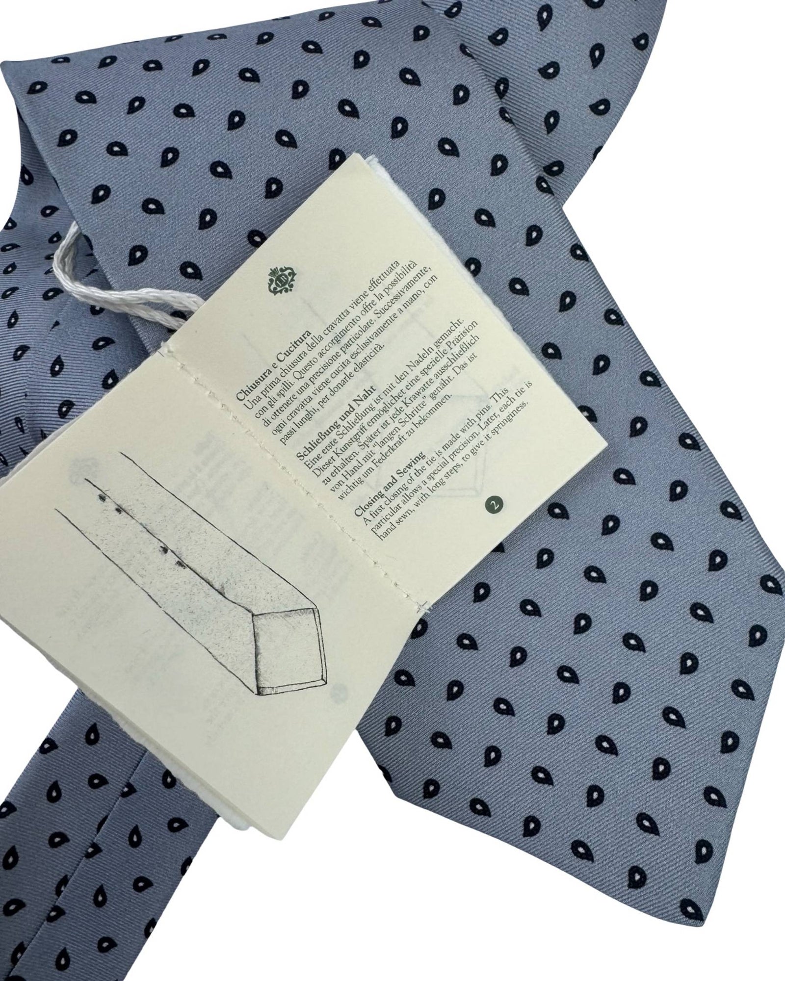 Luigi Borrelli Tie Gray Black Mini Paisley