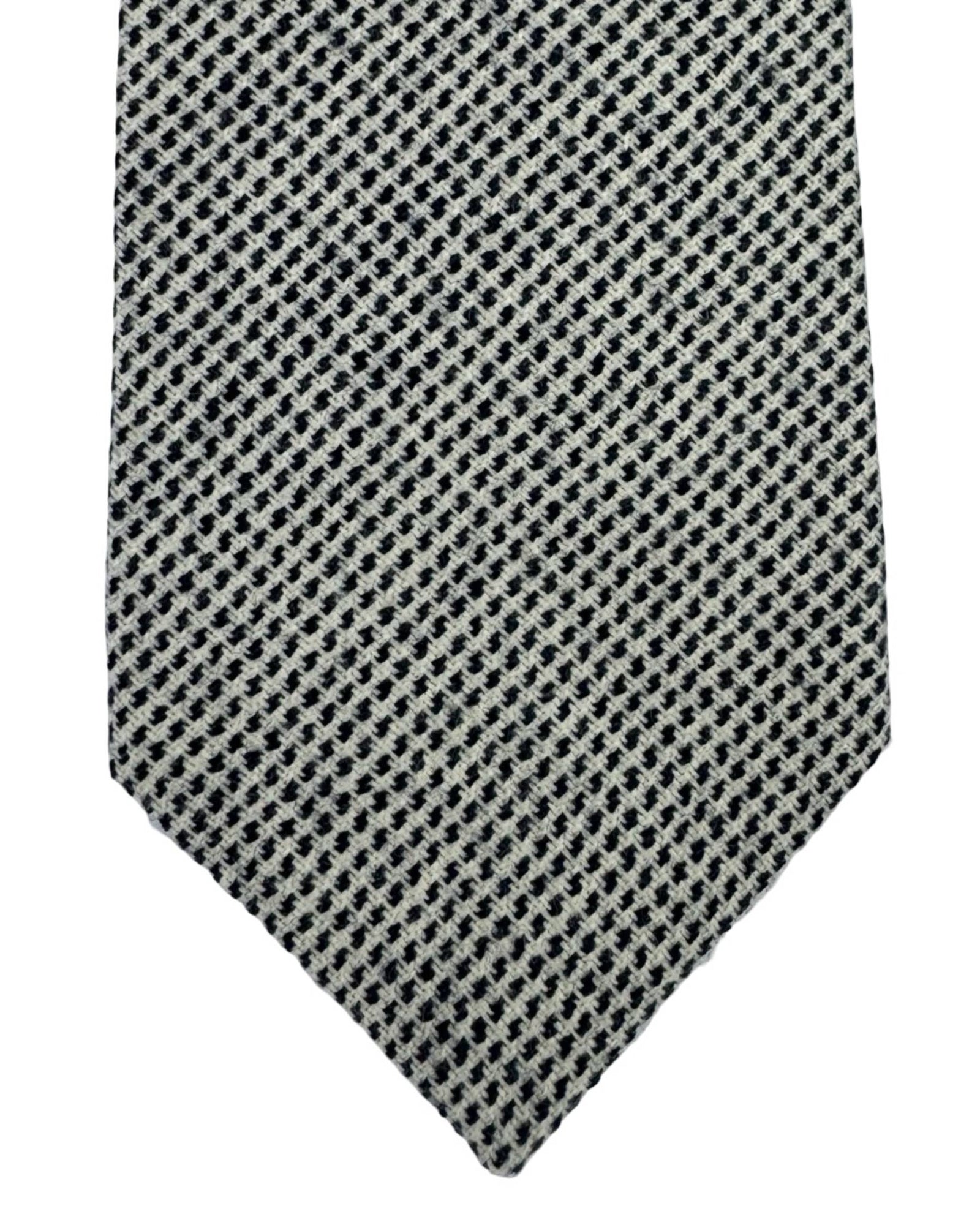 Luigi Borrelli Wool Tie White Navy 