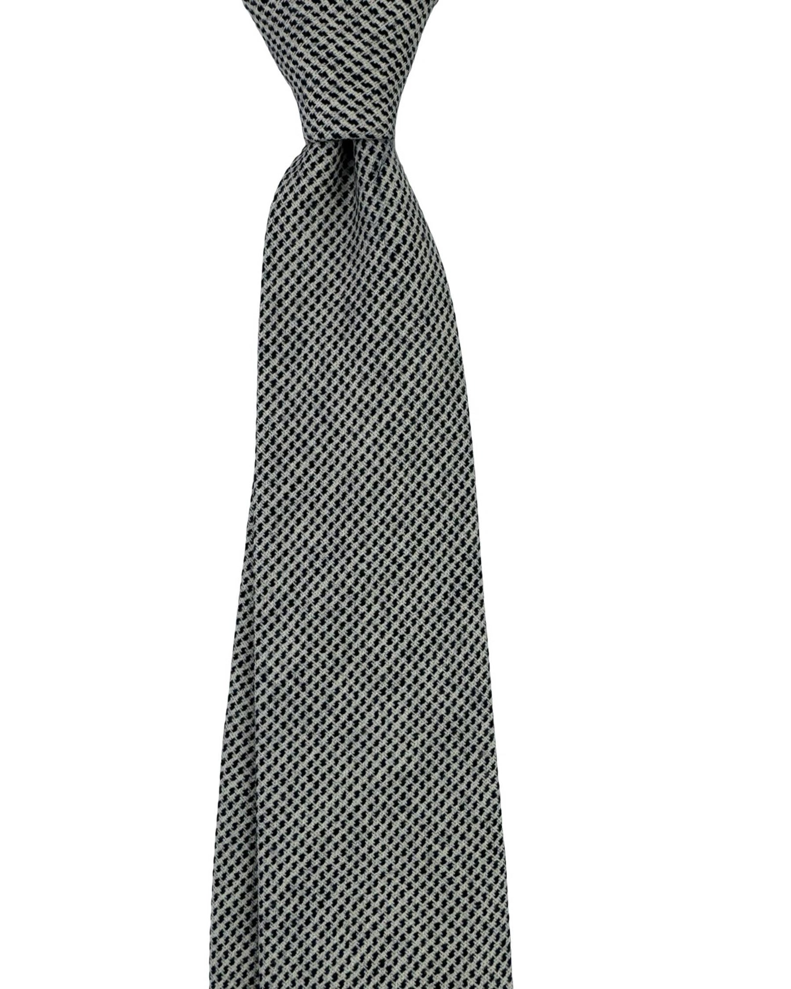 Luigi Borrelli Wool Tie White Navy 