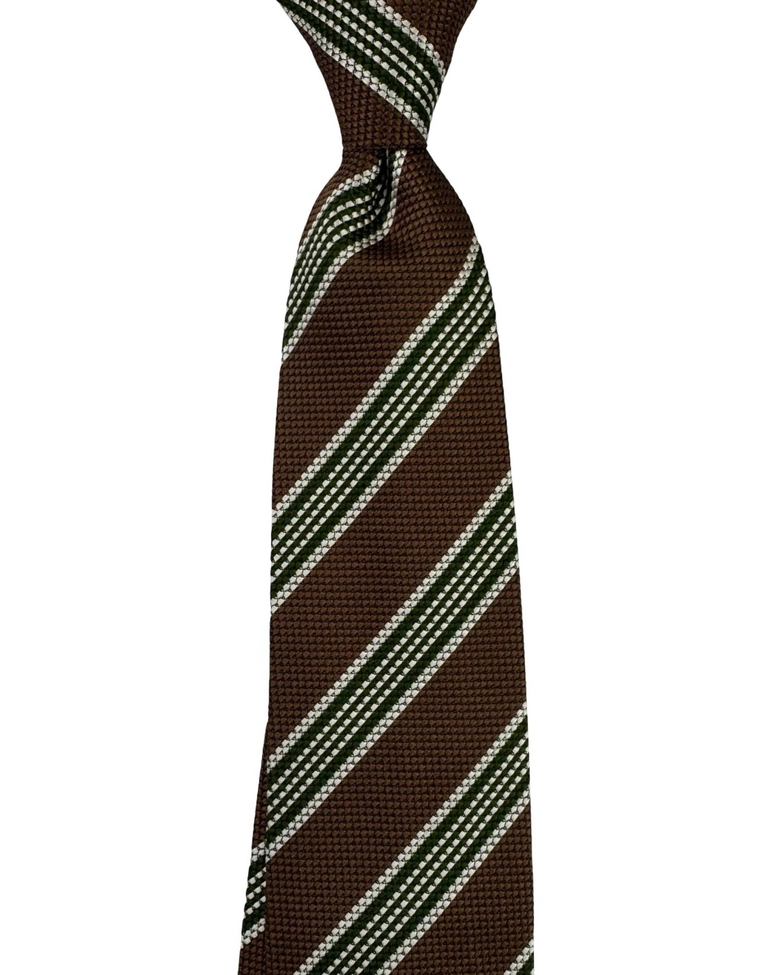 Luigi Borrelli Tie Brown Green Silver Stripes
