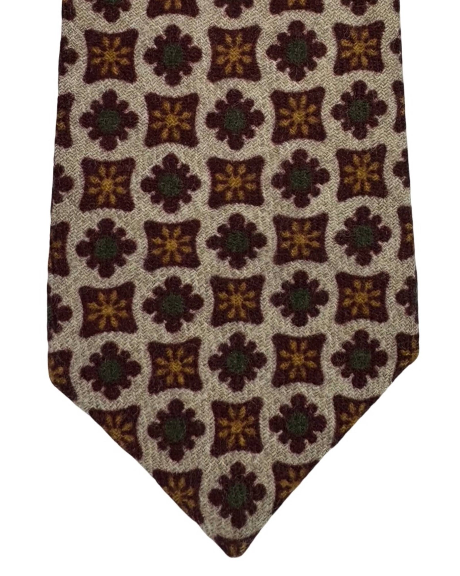 Luigi Borrelli Wool Tie Grey Mauve Green Geometric