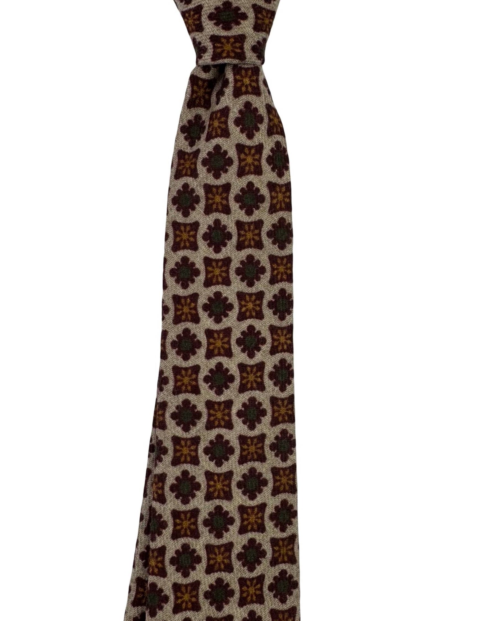Luigi Borrelli Wool Tie Grey Mauve Green Geometric