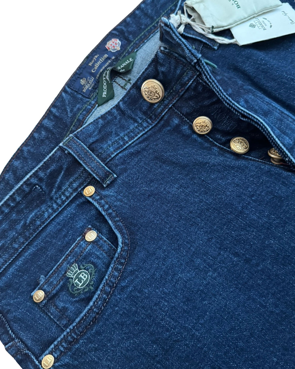 Luigi Borrelli Jeans Dark Denim Blue 34 Slim Fit - Royal Collection