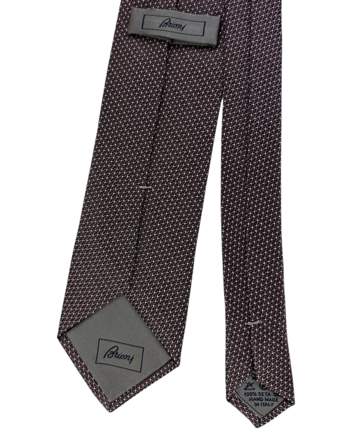 Brioni Silk Tie Black And White Micro Pattern
