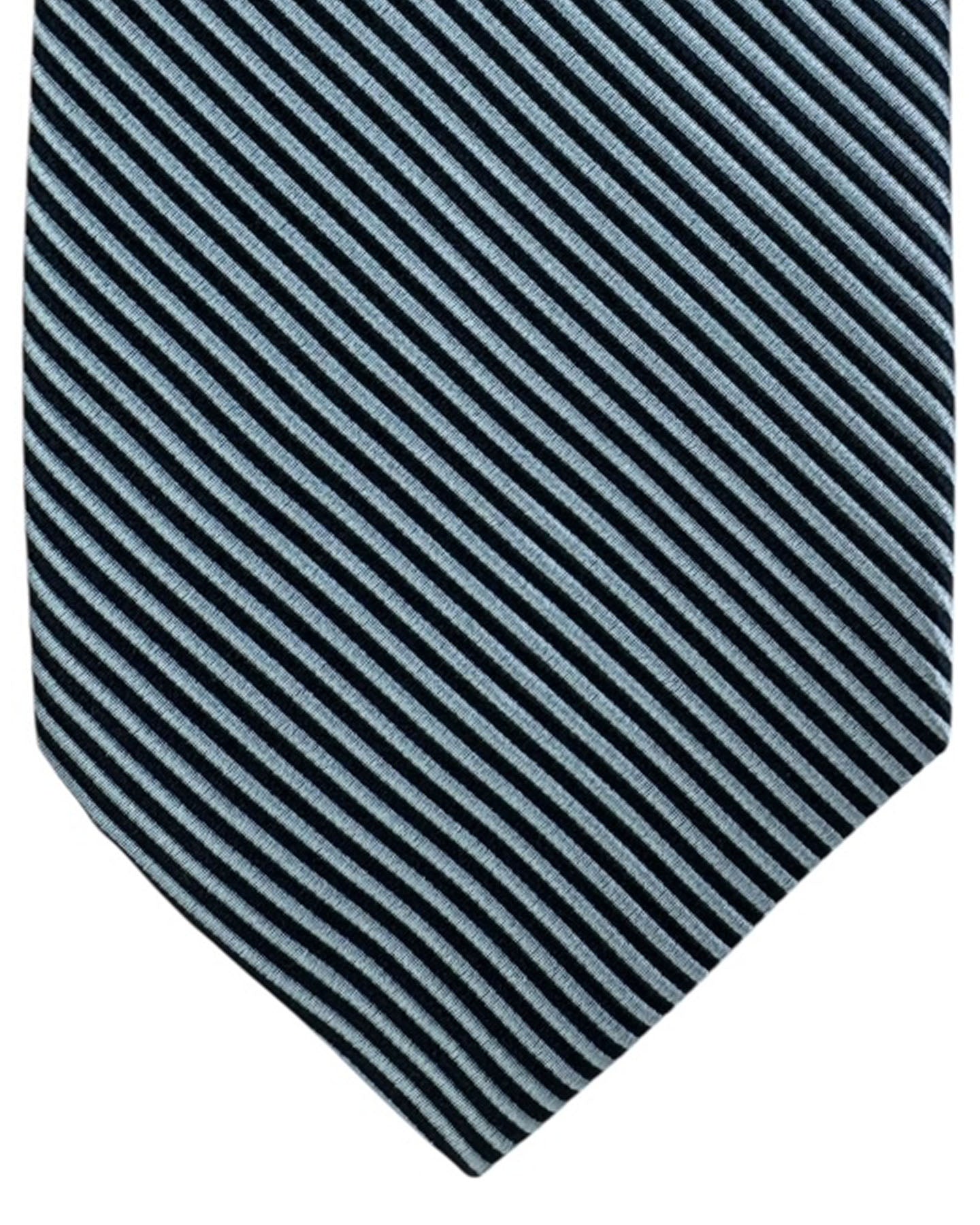Brioni Silk Tie Blue Navy Stripes