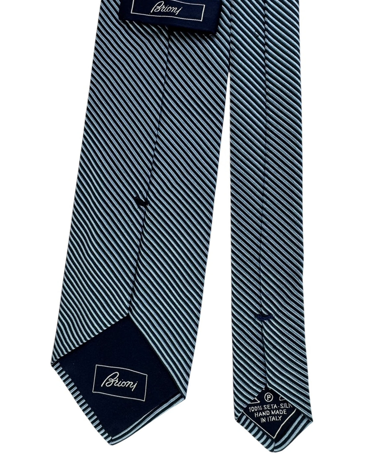 Brioni Silk Tie Light Blue And Black Stripe