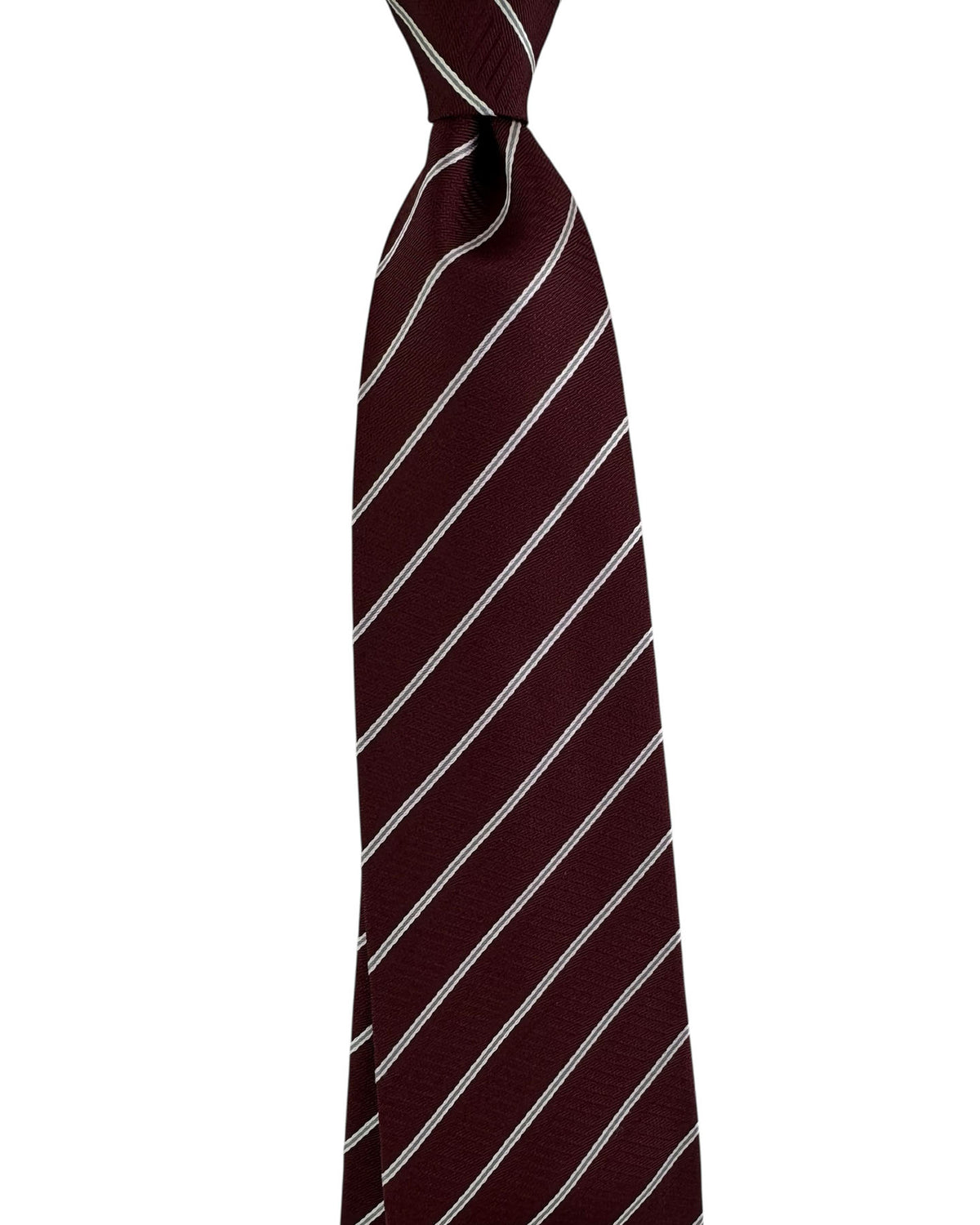 Brioni Silk Tie Maroon Gray Stripes