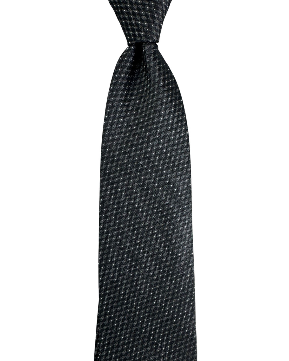 Brioni Silk Tie Charcoal Gray Black Geometric