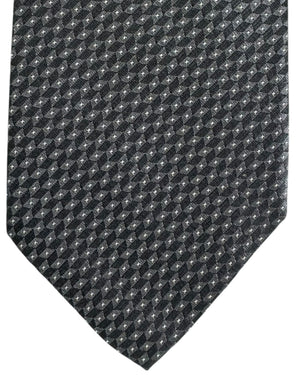 Brioni Silk Tie Charcoal Gray Black Geometric