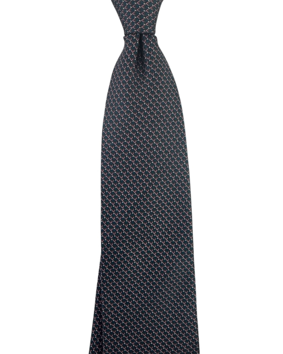 Brioni Silk Tie Midnight Blue Dust Pink Brown Silver