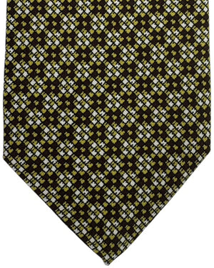Brioni Silk Tie Dark Brown Olive Silver