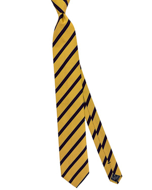 Brioni Silk tie Mustard Navy Maroon Regimental Stripes