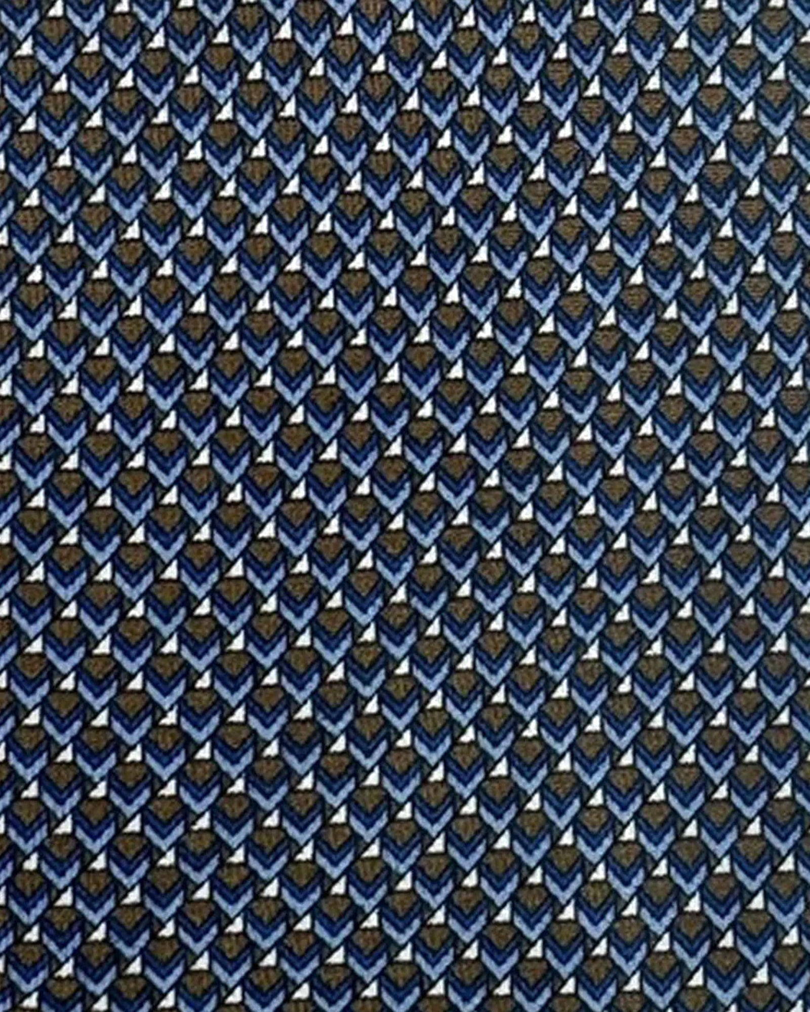 Brioni Silk Tie Midnight Blue Brown Micro Geometric SALE