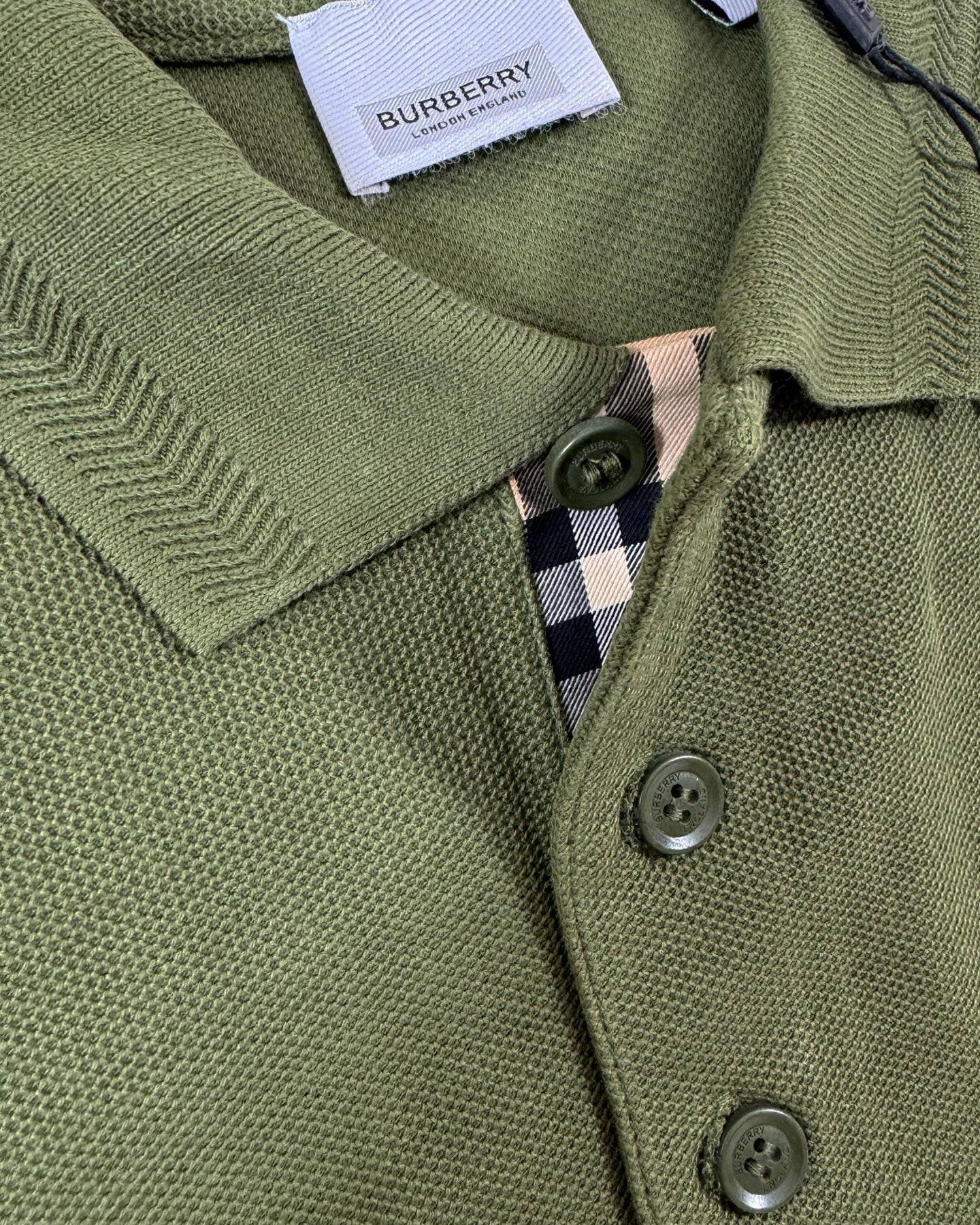 Burberry Men Polo Shirt Eddie Olive Cotton 