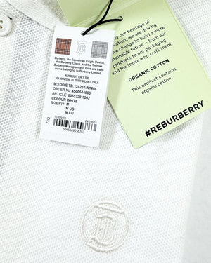 Burberry Men Polo Shirt Eddie White Cotton Slim Fit