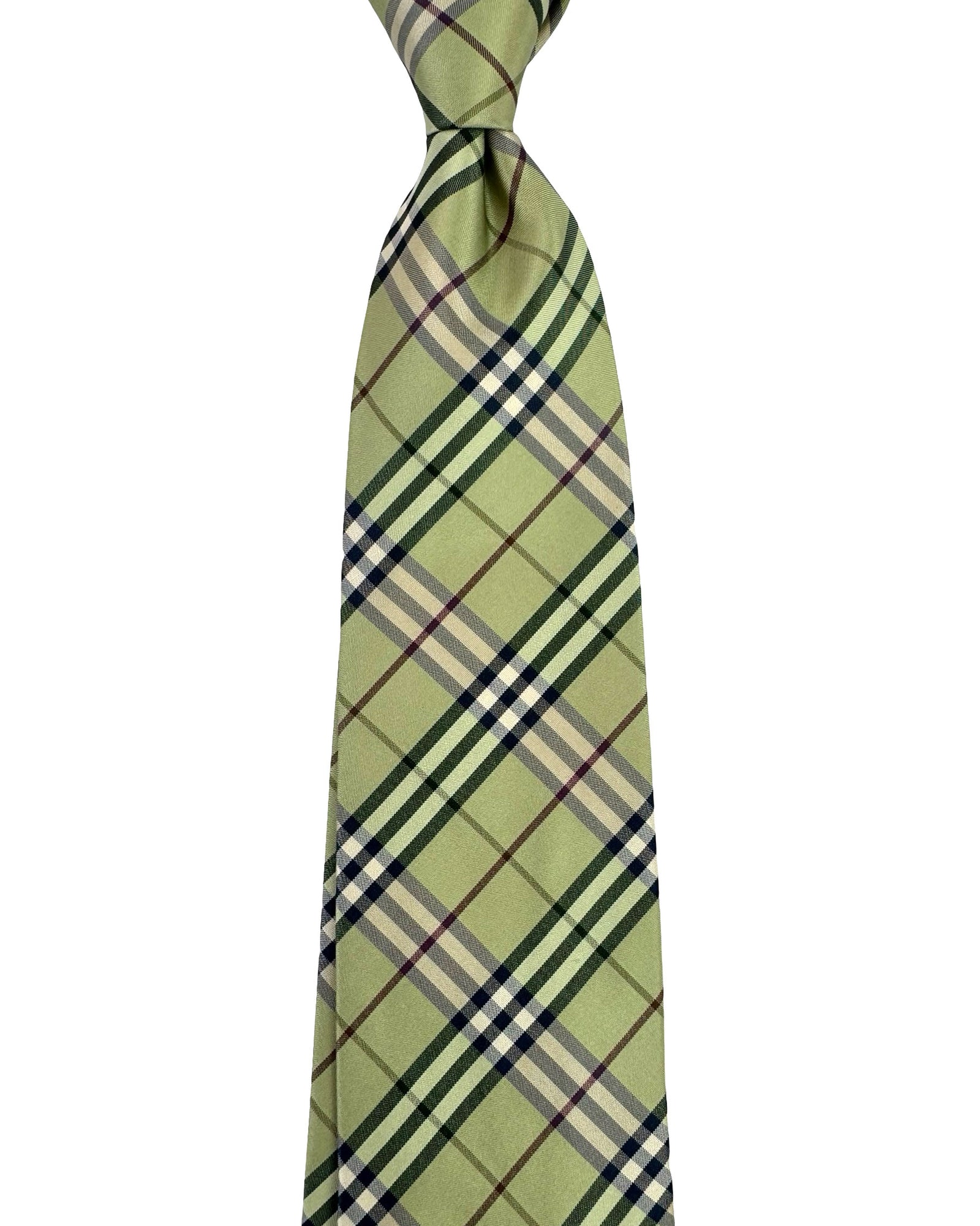 Burberry Tie Archive Light Green Check Plaid Design
