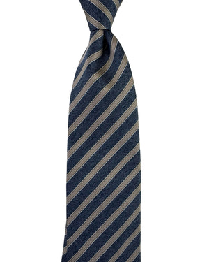 Canali Tie Midnight Blue Taupe Striped Pattern