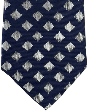 Canali Tie Navy Silver Diamond Pattern