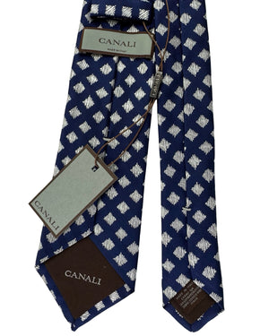Canali Tie Navy Silver Diamond Pattern