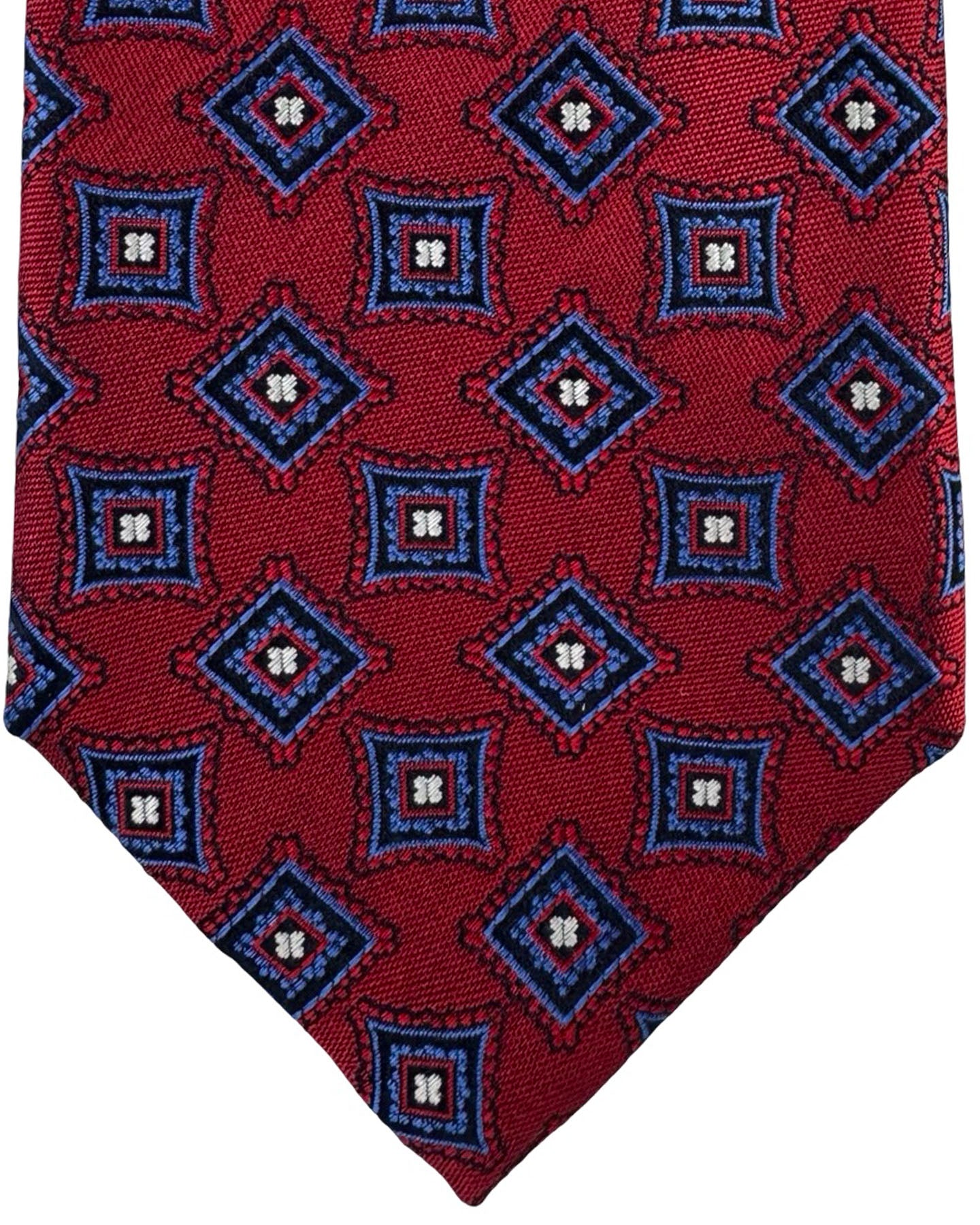 Canali Tie Red Blue Medalion Pattern