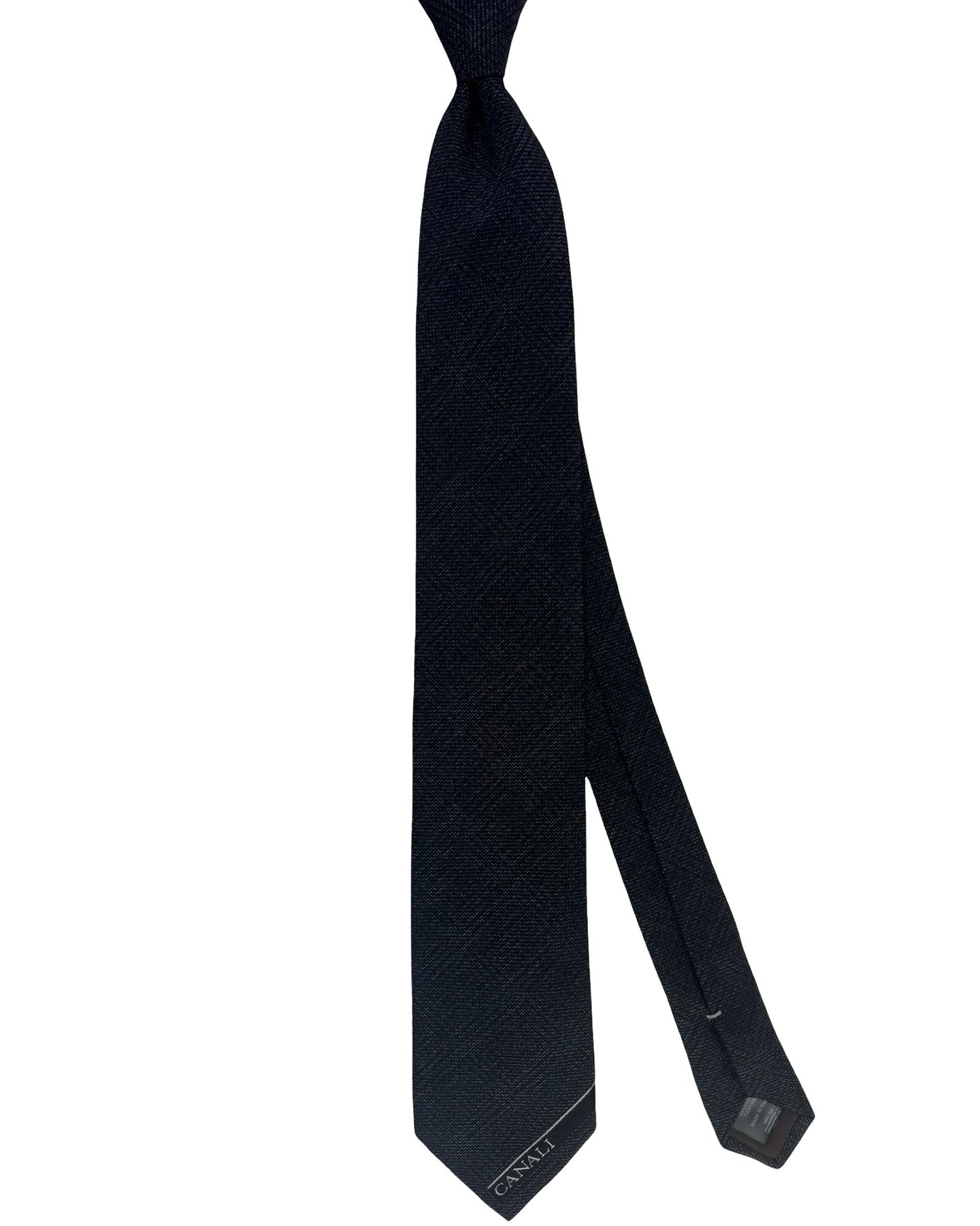 Canali Tie Black Silver logo Design