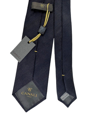 Canali Tie Solid Brown With Midnight Blue