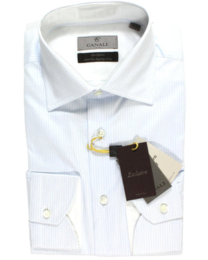 Canali Dress Shirt Exclusive Light Blue Grosgrain - Modern Fit 41 - 16