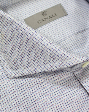 Canali Dress Shirt White Navy Magenta - Modern Fit 39 - 15 1/2