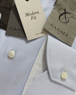 Canali White Blue Patterned Design