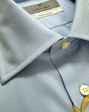 Canali Dress Shirt White Blue 