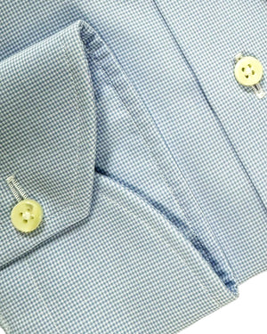 Canali Dress Shirt White Blue Mircro Check Impeccabile - Modern Fit 38 - 15