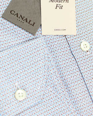 Canali Dress Shirt White Blue Bordeaux 39 - 15 1/2 Modern Fit