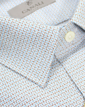 Canali Dress Shirt White Blue Bordeaux 39 - 15 1/2 Modern Fit