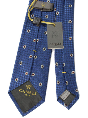 Canali Silk Tie Dark Blue Brown Silver Design SALE