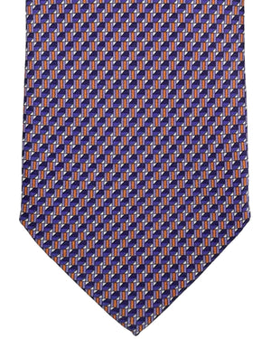 Canali Tie Purple Orange Micro Pattern - Jacquard Silk