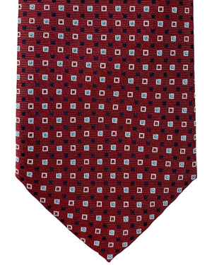 Canali Tie Dark Red Mini Squares - Jacquard Silk