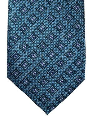 Canali Tie Midnight Blue Purple Geometric - Jacquard Silk