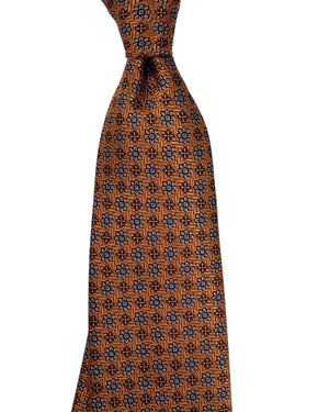 Canali Silk Tie Rust Brown Mini Flowers Design