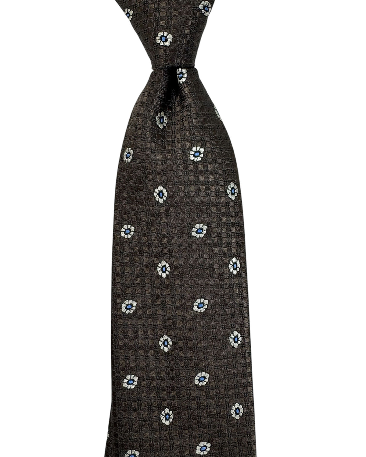 Canali Tie Chocolate Brown Silver Design