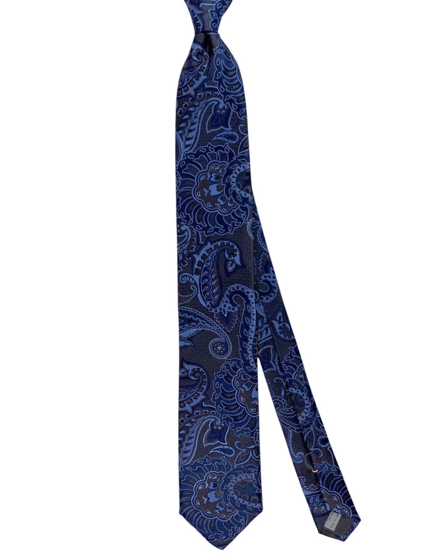 Canali Silk Tie Dark Blue Dark Brown Blue Paisley - NEW 2024 Collection