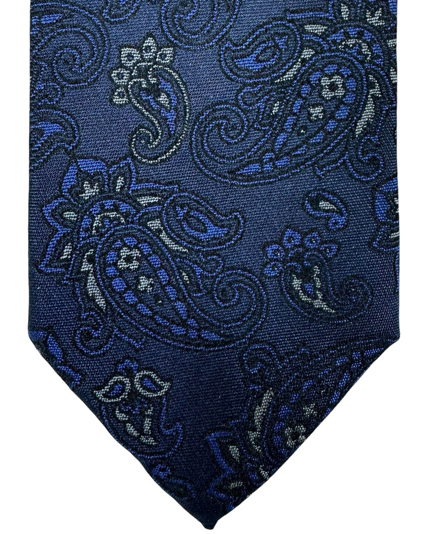 Canali Silk Tie Midnight Blue Gray Paisley - NEW 2024 Collection