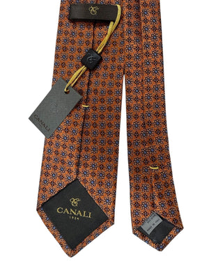 Canali Silk Tie Rust Brown Mini Flowers Design