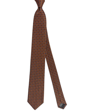 Canali Silk Tie Rust Brown Mini Flowers Design