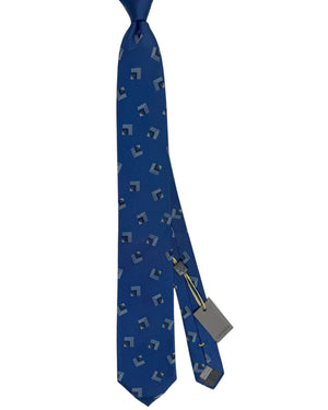 Canali Tie Royal Blue Brown Geometric New
