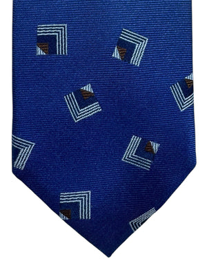 Canali Tie Royal Blue Brown Geometric