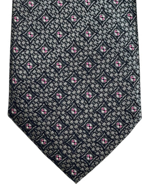 Canali Tie Gray Pink Design New