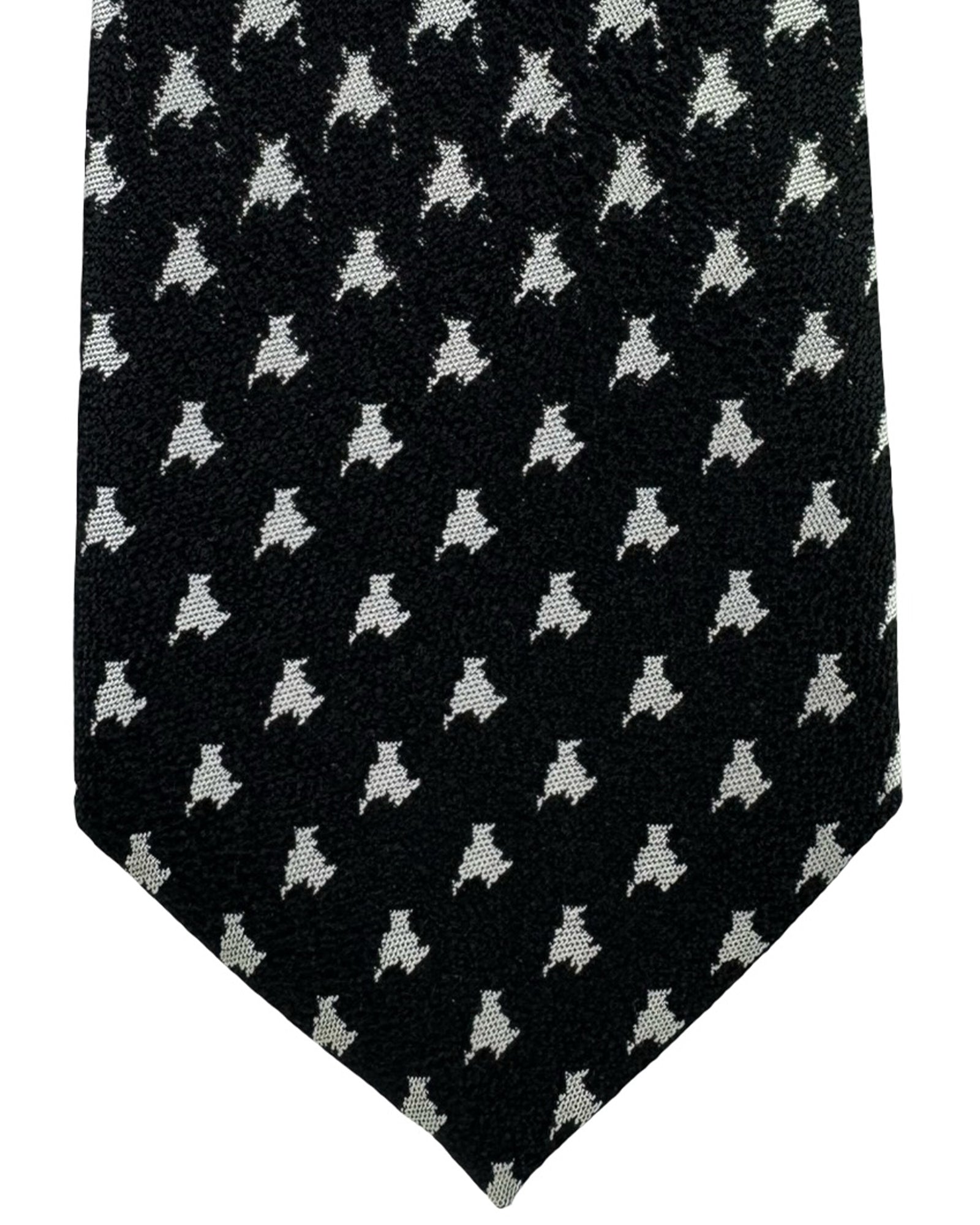 Canali Tie Black Silver Houndstooth - Exclusive Collection