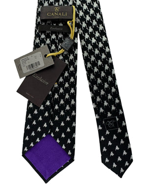 Canali Tie Black Silver Houndstooth Degrade - Exclusive Collection