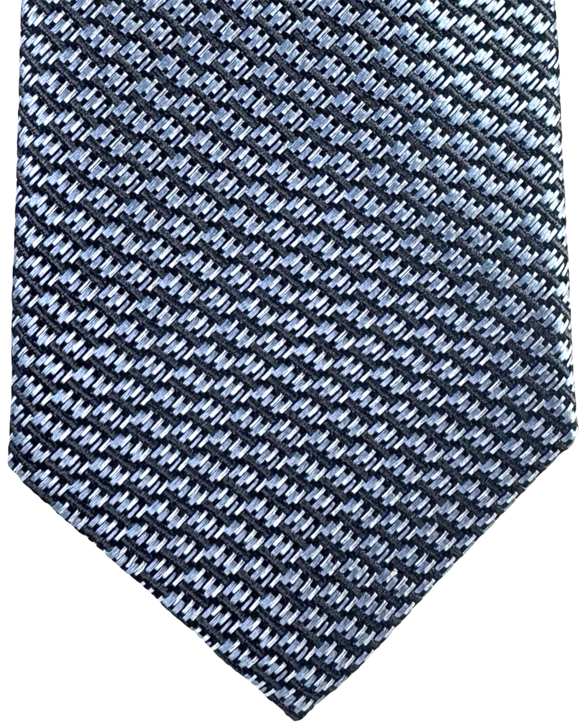 Canali Tie Gray Metal Blue Micro Weave Pattern